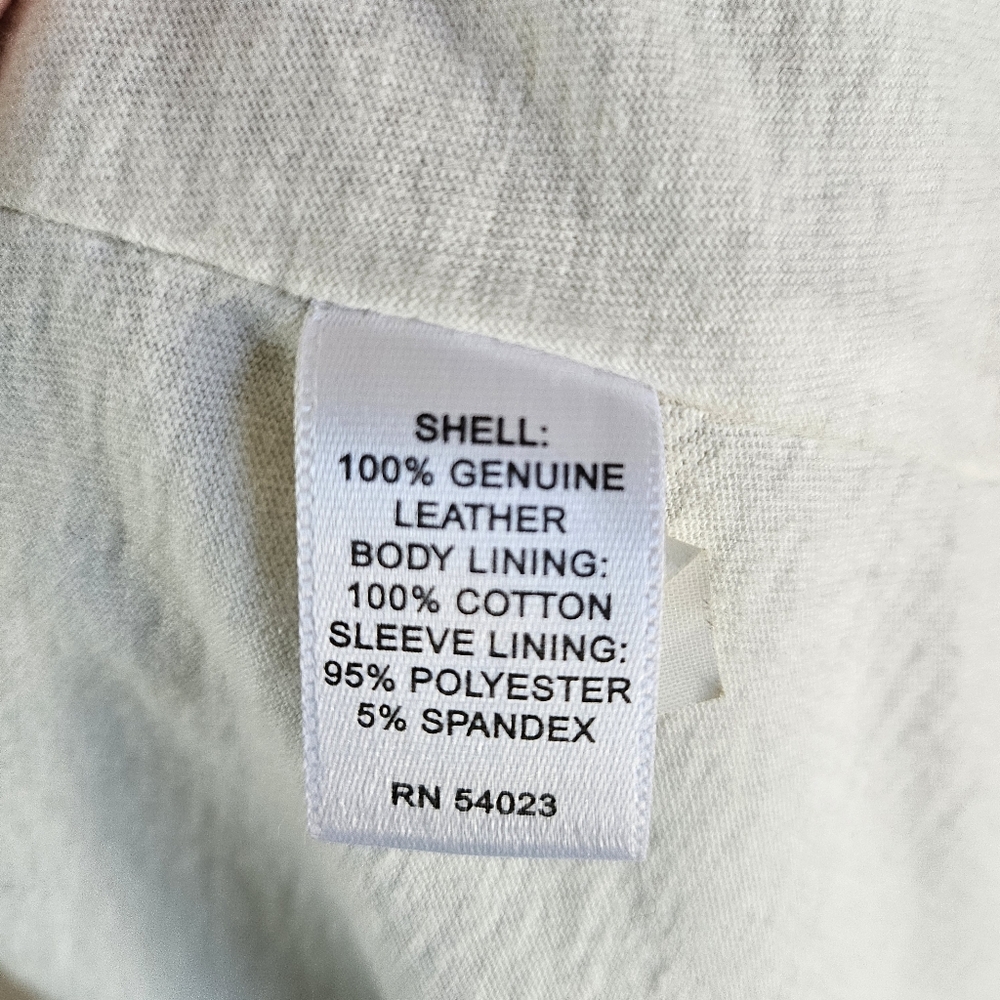 Leather Moto Jacket White Women's Classic M Professionally Cleaned - Picture 9 of 10